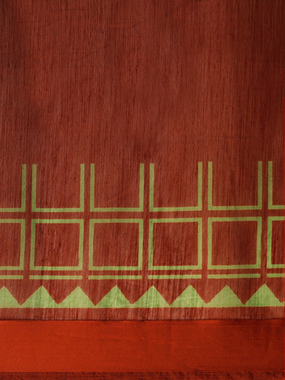 Women's Brown Art Silk Printed Saree