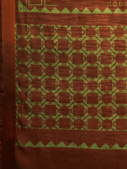 Women's Brown Art Silk Printed Saree