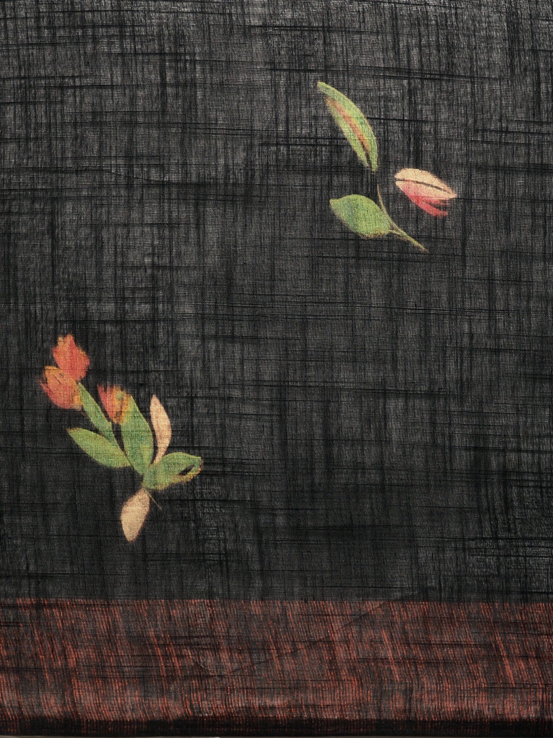 Women's Black Art Silk Printed Saree