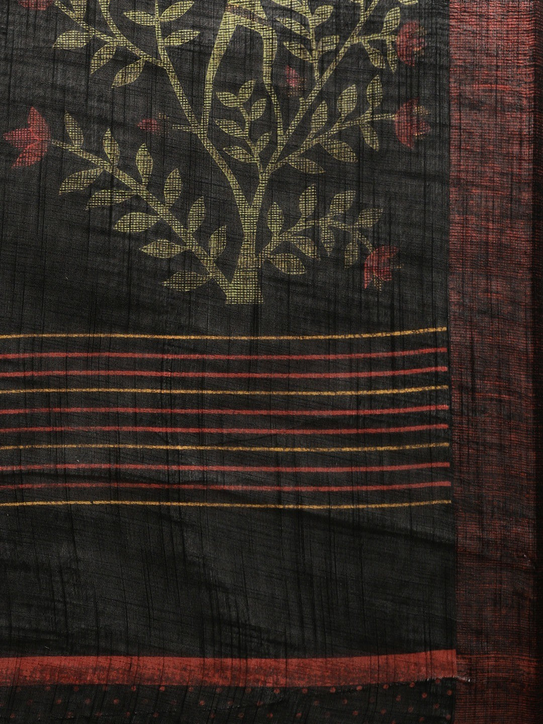 Women's Black Art Silk Printed Saree