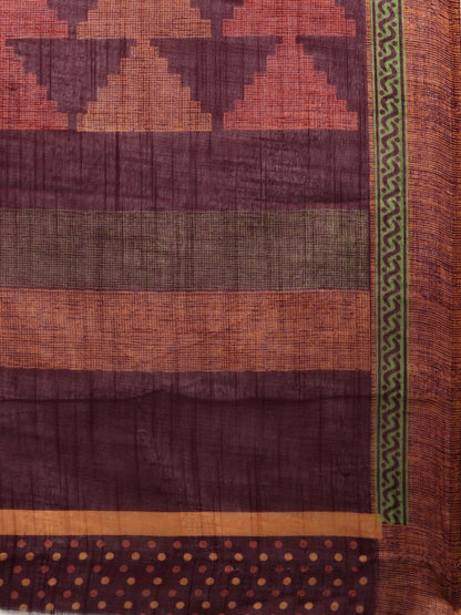 Women's Maroon Art Silk Printed Saree