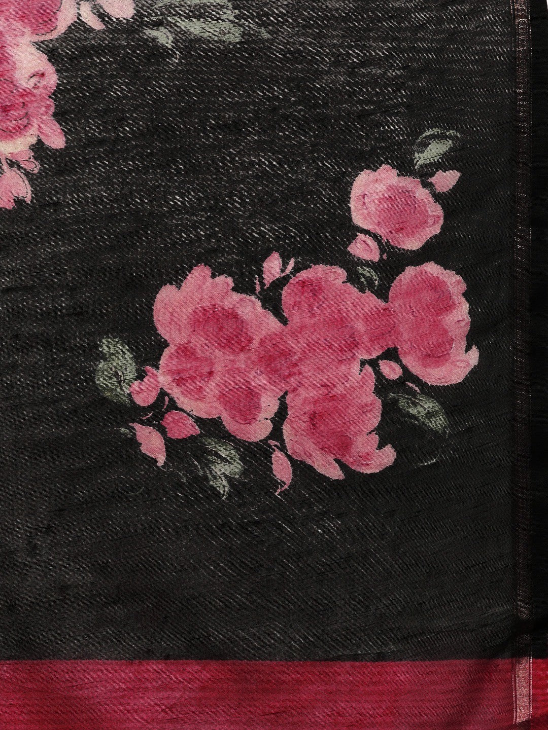 Women's Black Art Silk Printed Saree