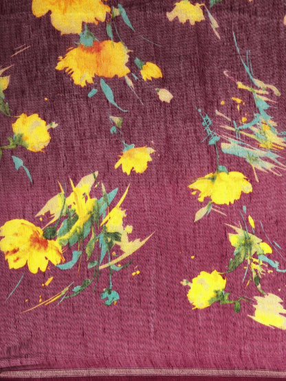 Women's Purple Art Silk Printed Saree