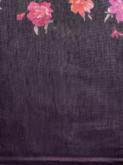 Women's Purple Art Silk Printed Saree
