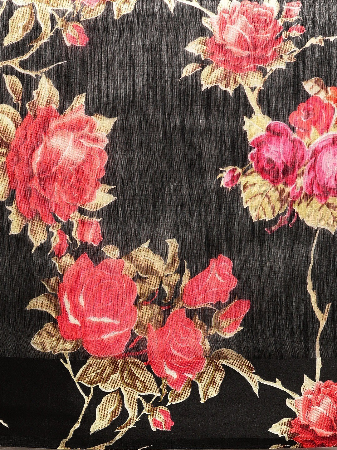 Women's Black Art Silk Printed Saree