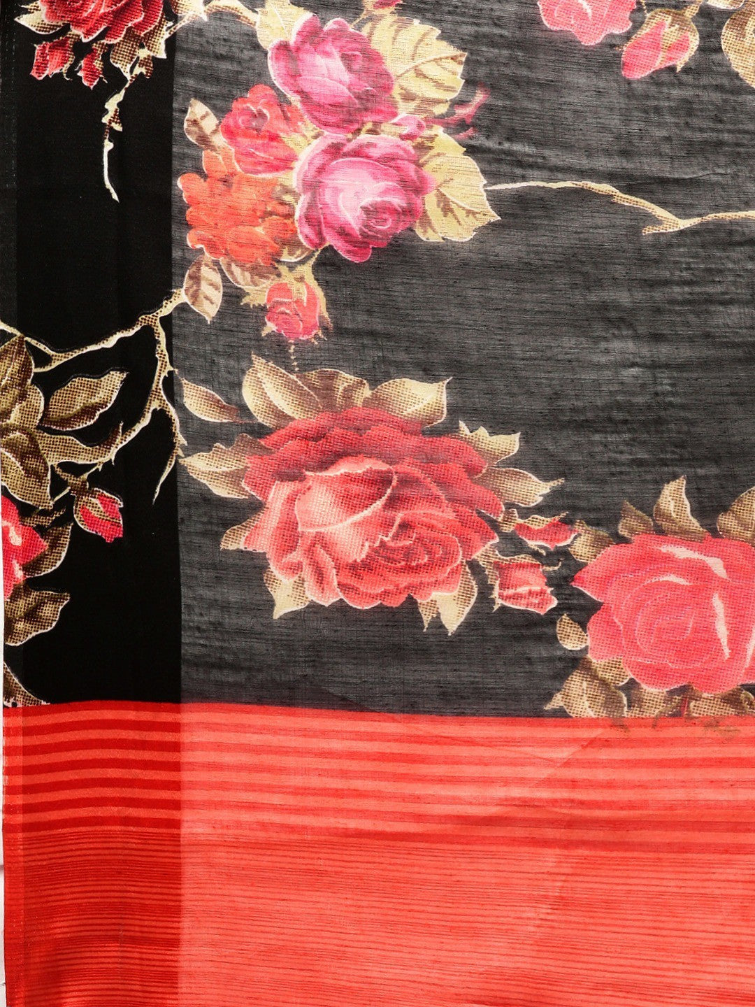 Women's Black Art Silk Printed Saree