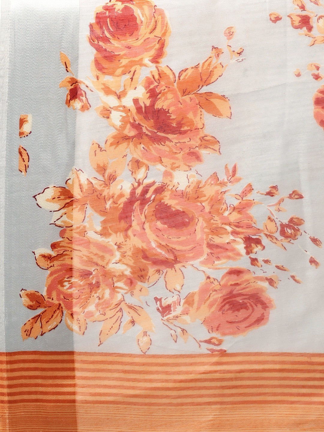 Women's Grey Art Silk Printed Saree