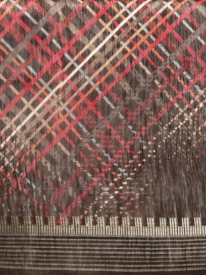 Women's Brown Art Silk Printed Saree
