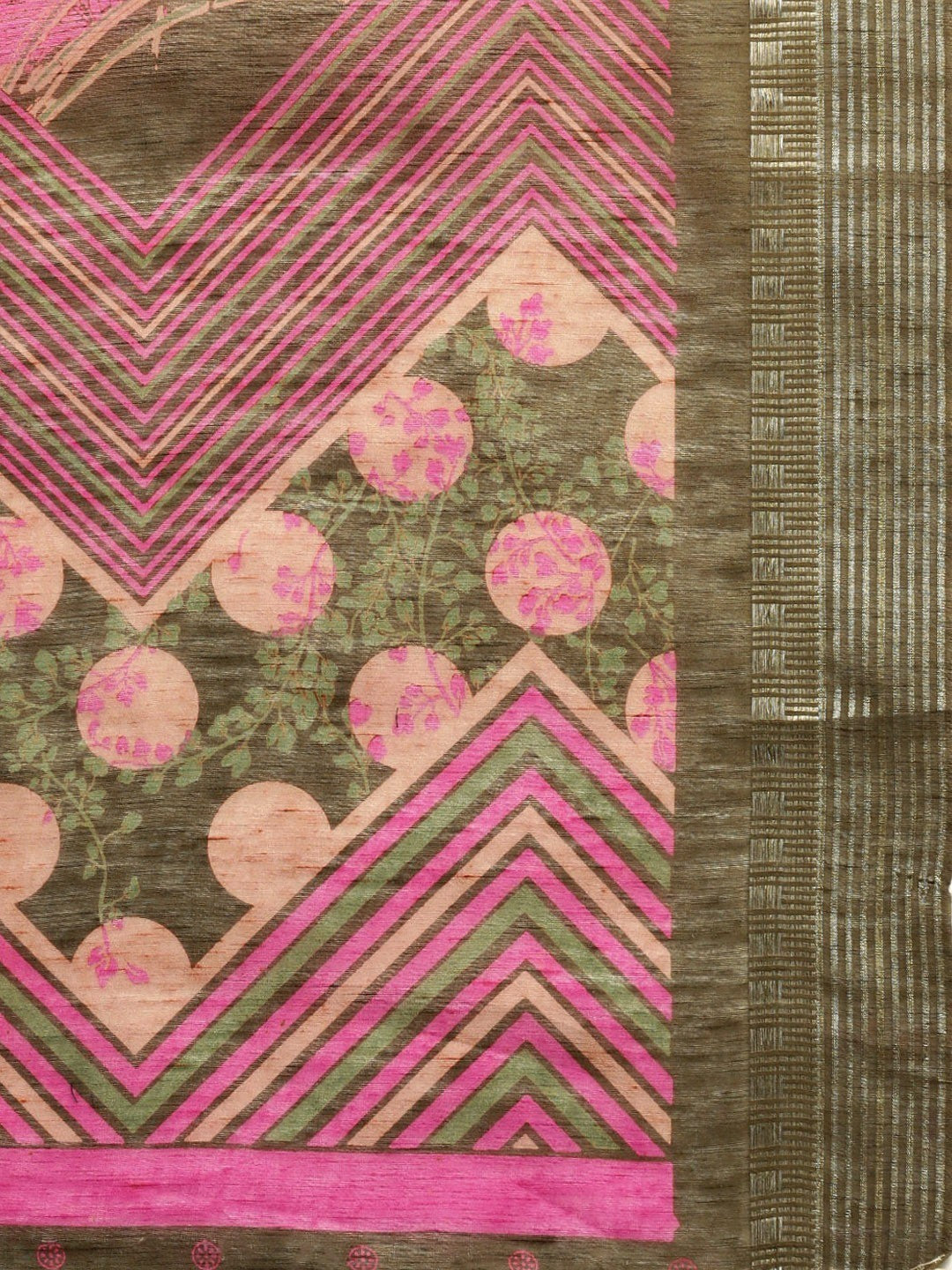 Women's Brown Art Silk Printed Saree