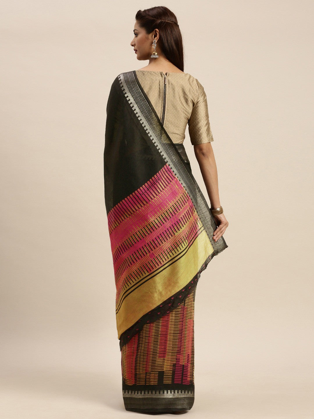 Women's Black Art Silk Printed Saree