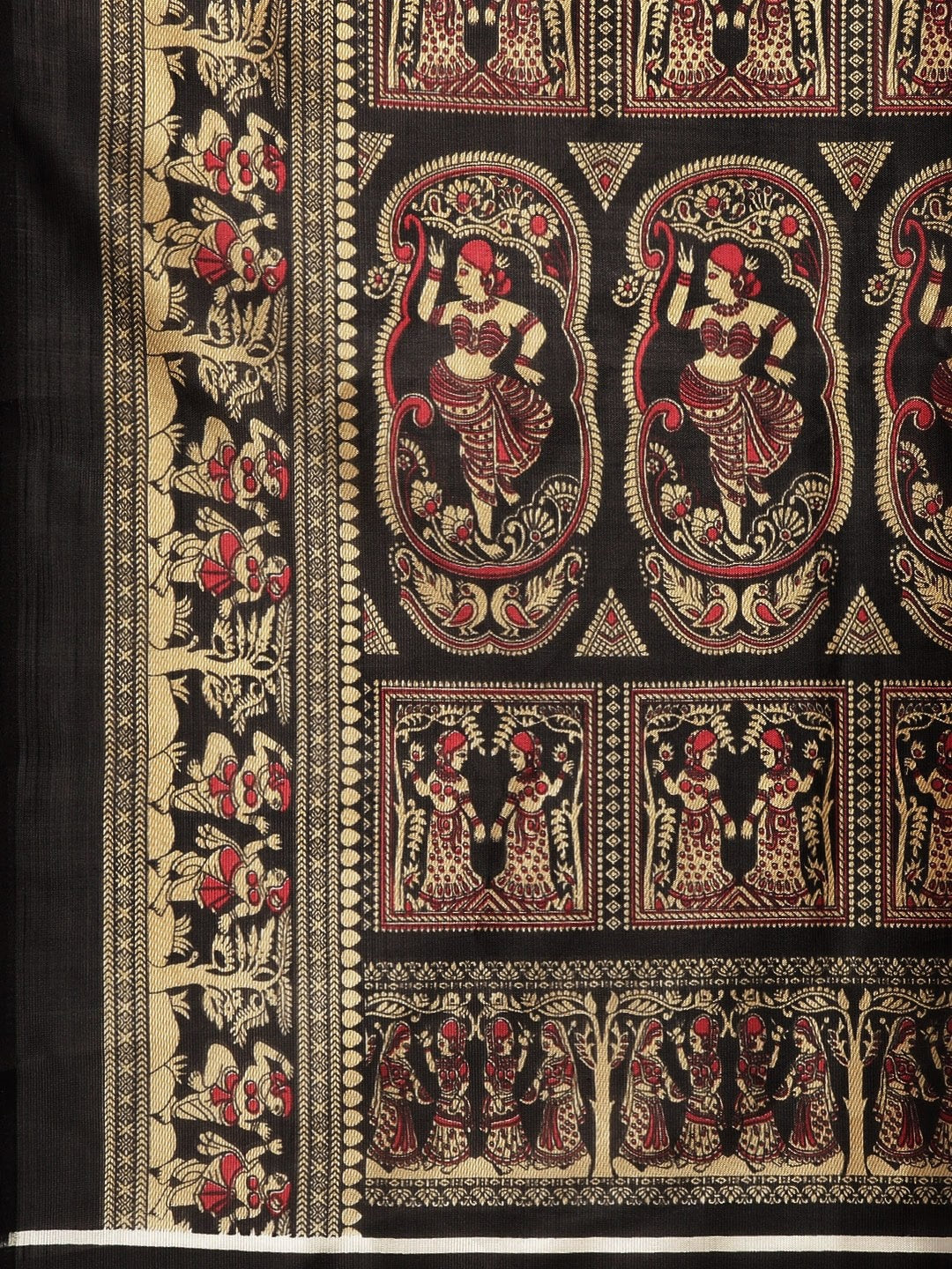 Women's Black Art Silk Printed Saree