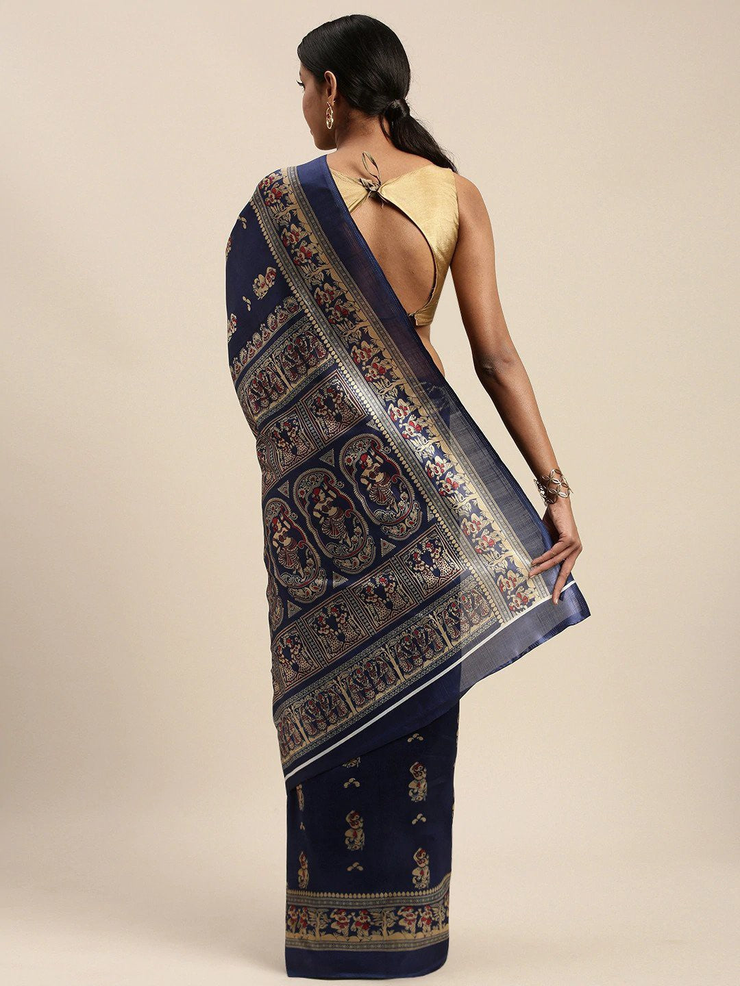 Women's Blue Art Silk Printed Saree