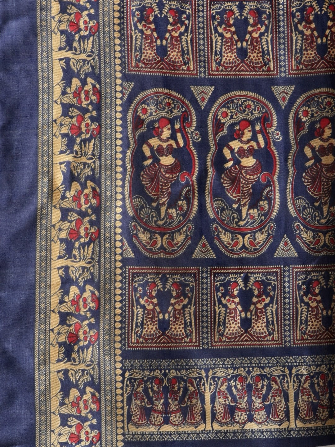 Women's Blue Art Silk Printed Saree