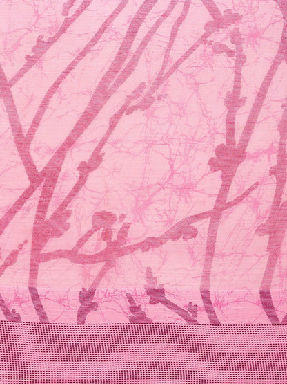 Women's Pink Art Silk Printed Saree