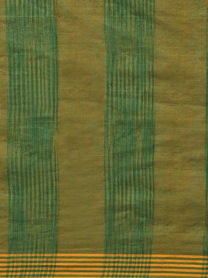 Women's Green Cotton Printed Saree
