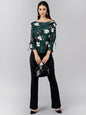 Women's Green Georgette Floral Printed
