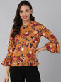 Women's Brown Georgette Floral Printed