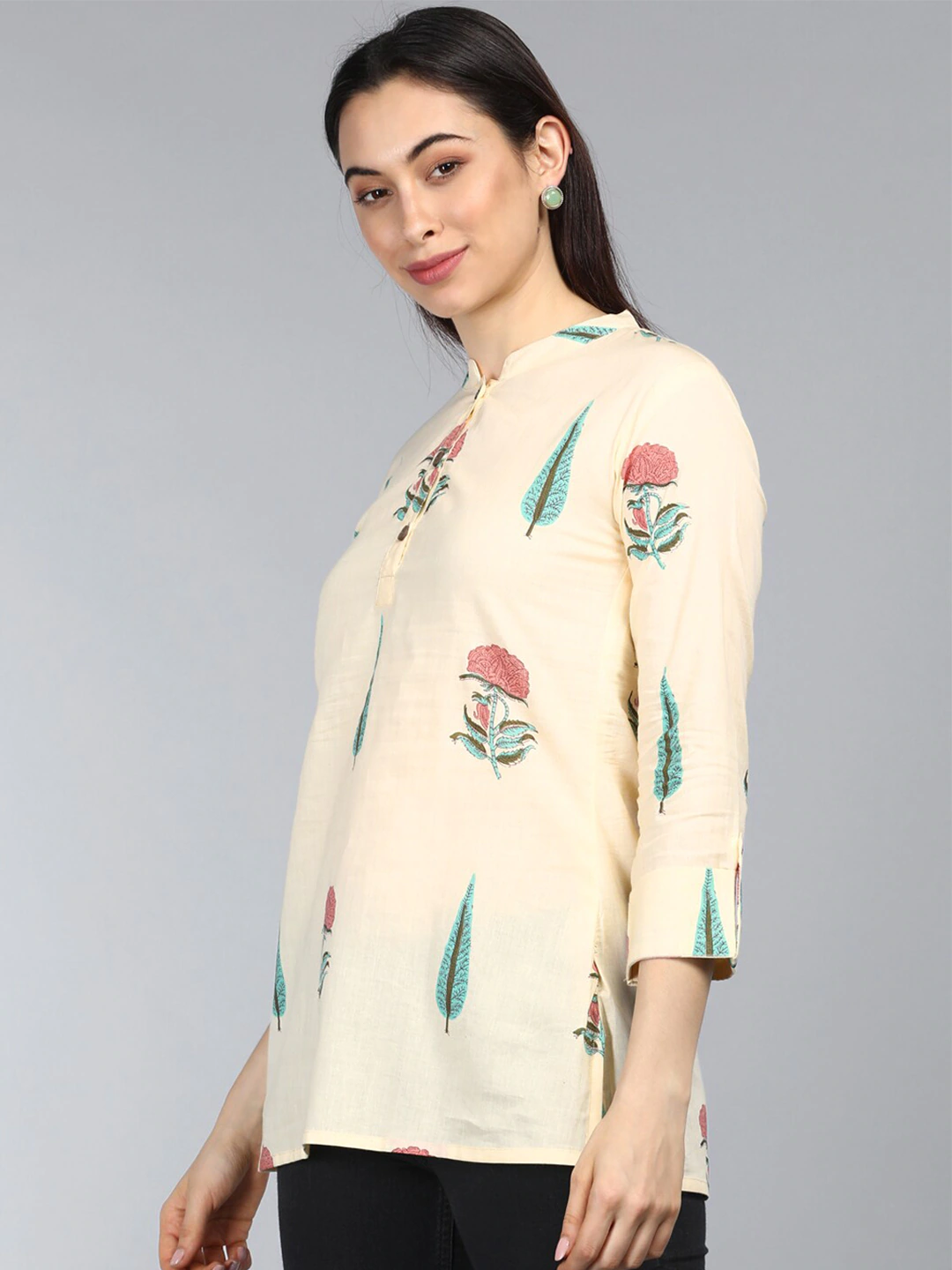 Women's Yellow Cotton Ethnic Motifs Printed
