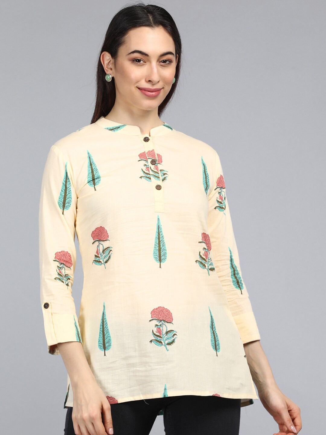 Women's Yellow Cotton Ethnic Motifs Printed