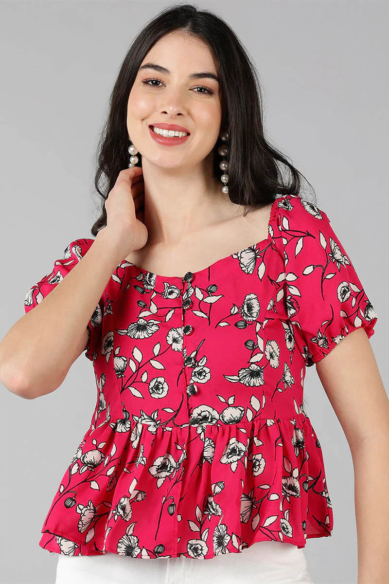 Women's Pink Georgette Floral Printed
