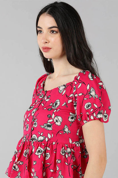 Women's Pink Georgette Floral Printed