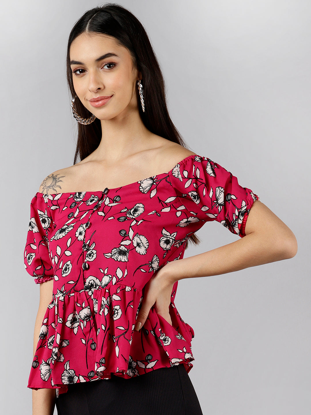 Women's Pink Georgette Floral Printed