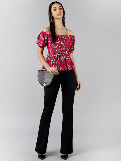 Women's Pink Georgette Floral Printed