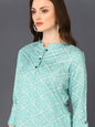 Women's Turquoise Blue Cotton Blend Geometric Printed