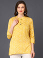 Women's Yellow Cotton Blend Geometric Printed
