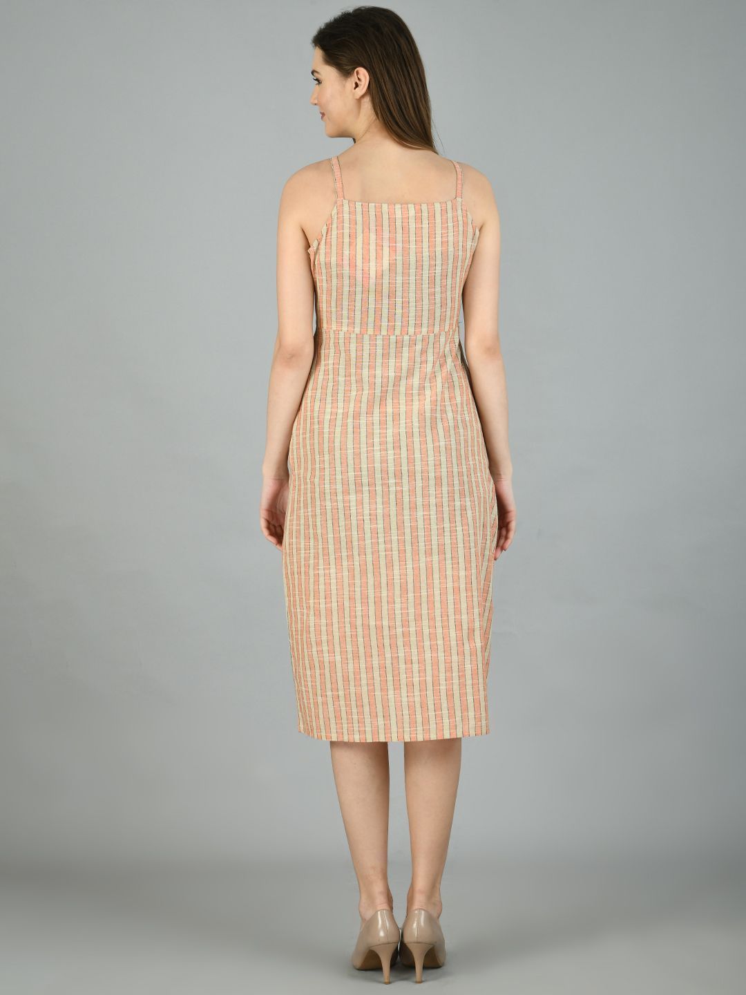 Women's Multi Cotton Solid Sleeveless V Neck Casual Dress