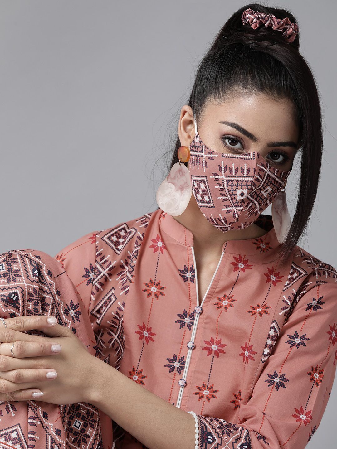 Women's Mexican Print Straight Kurta Palazzo Set