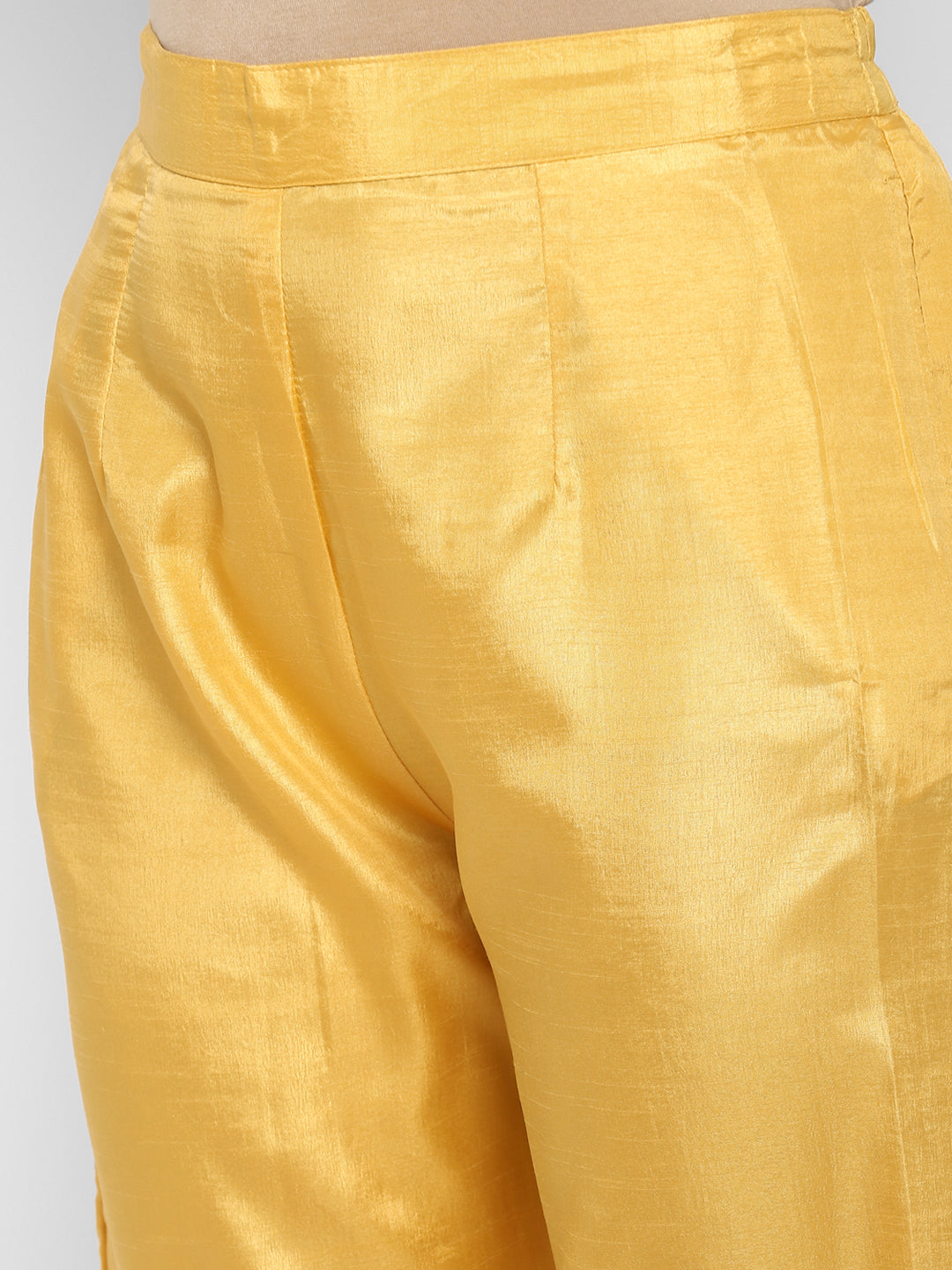 Women's Yellow Color Silk Blend Straight Kurta Palazzo With Dupatta
