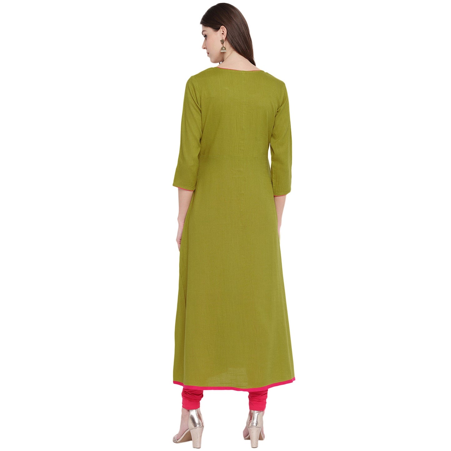 Women's Mehendi Green Cotton Kurta By Vbu