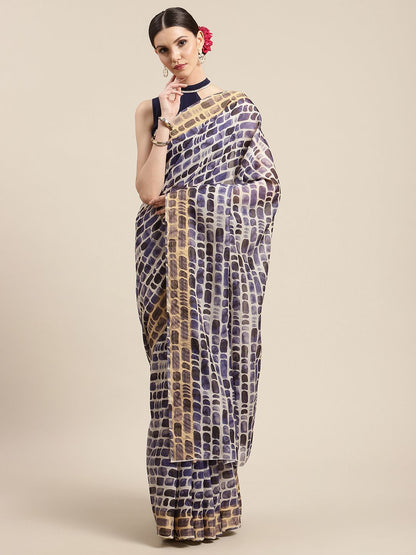 Women's Purple Chanderi Digital Print Saree