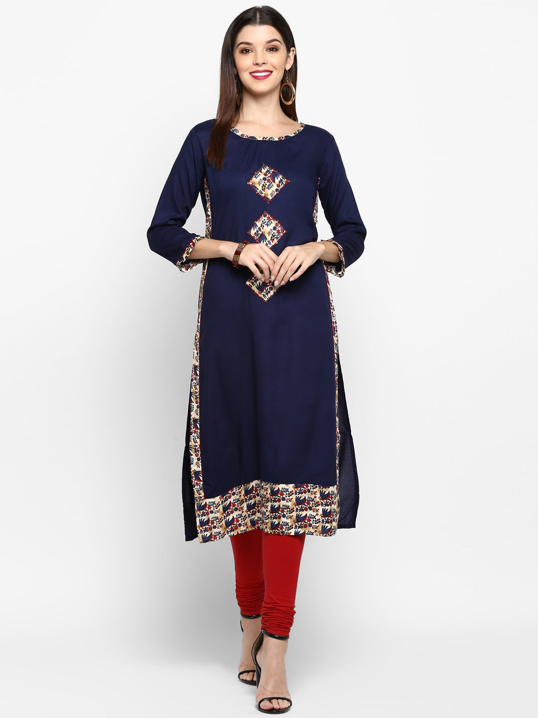 Women's Blue Rayon Kurta By Vbu