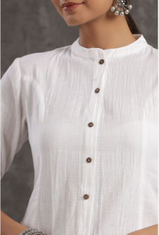 Women's White Cotton Flex Solid A-Line Kurta