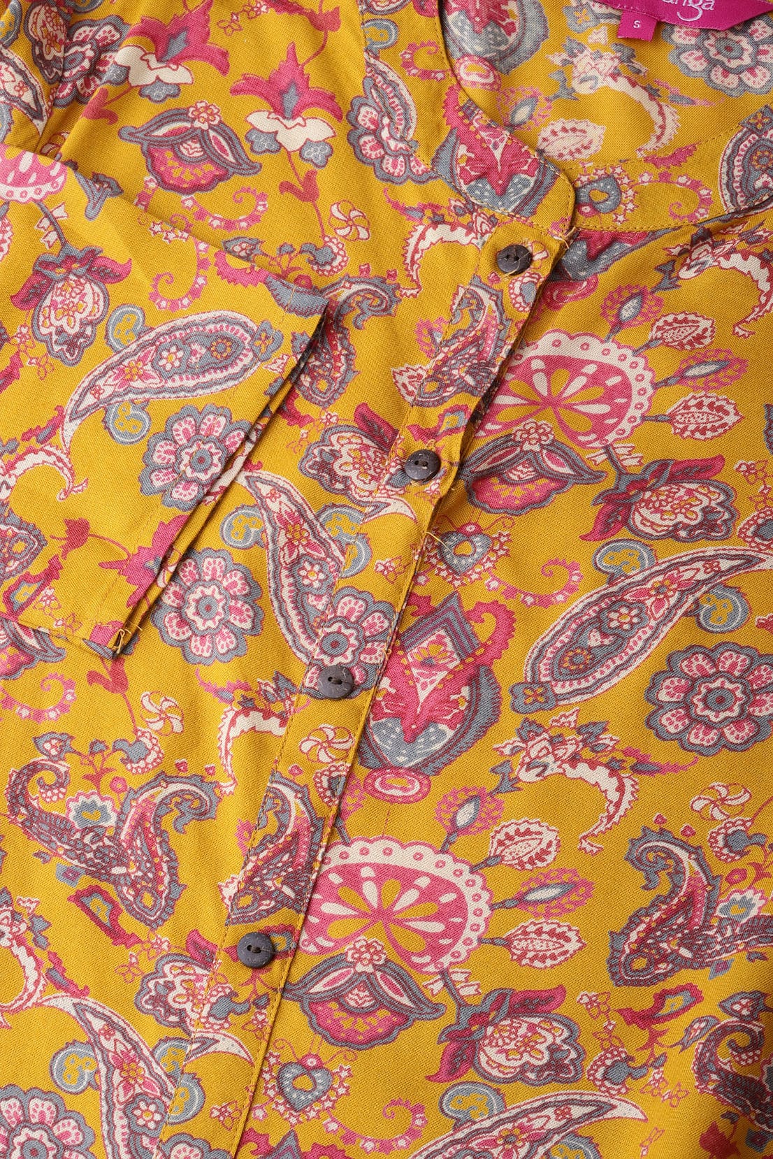 Women's Mustard Brown & Green Printed Straight Kurta