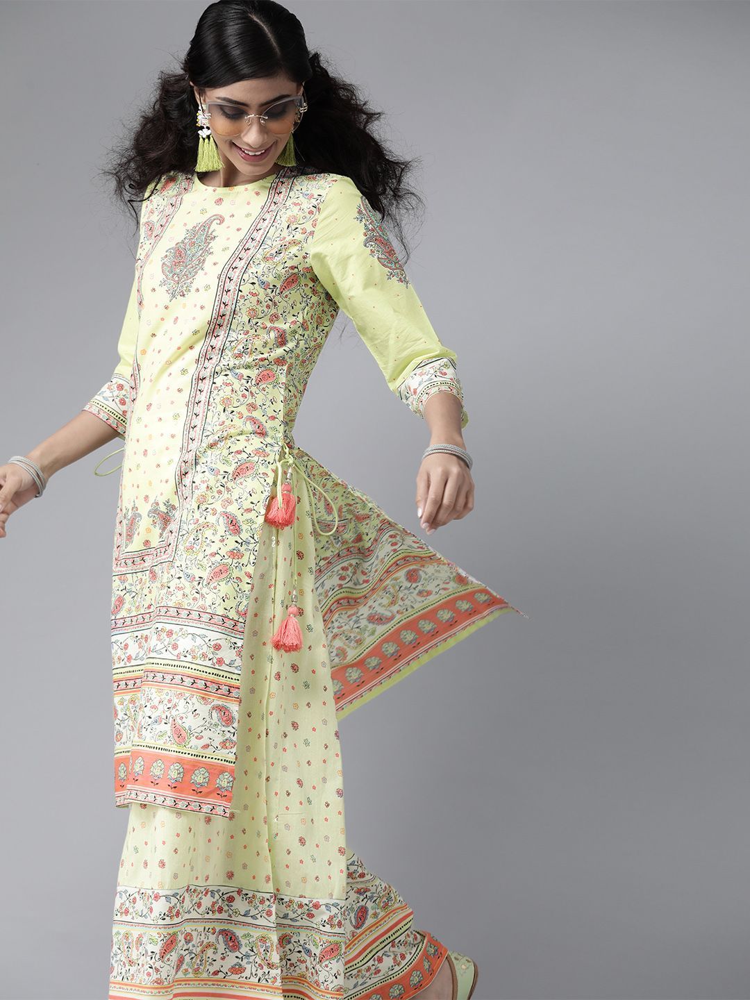 Women's Floral Printed Straight Kurta Palazzo Set