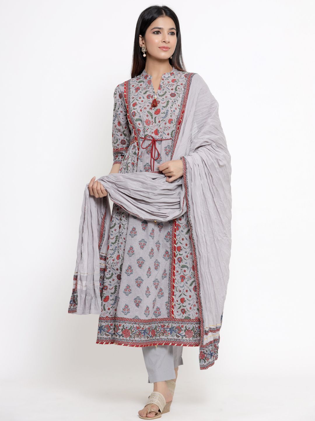 Women's Printed Flared Kurta Pant Dupatta Set