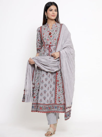 Women's Printed Flared Kurta Pant Dupatta Set