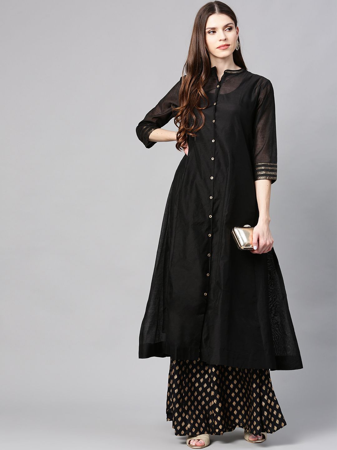 Women's Chanderi Embellished Jacket Style 2 Piece Kurta