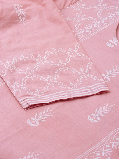 Women's Pink & White Printed Straight Kurta