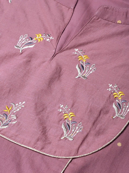 Women's Purple Foil Print Straight Kurta