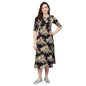 Women Blac Floral Printed Dress by Myshka (