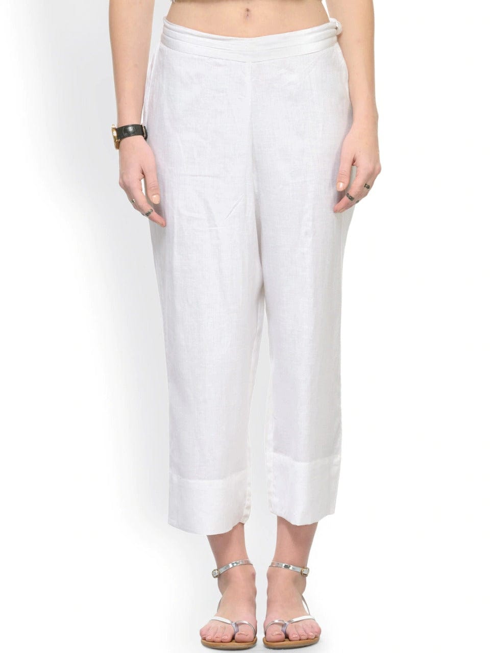Women's White Ankle Lenths Pants
