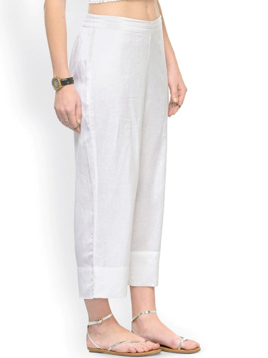 Women's White Ankle Lenths Pants
