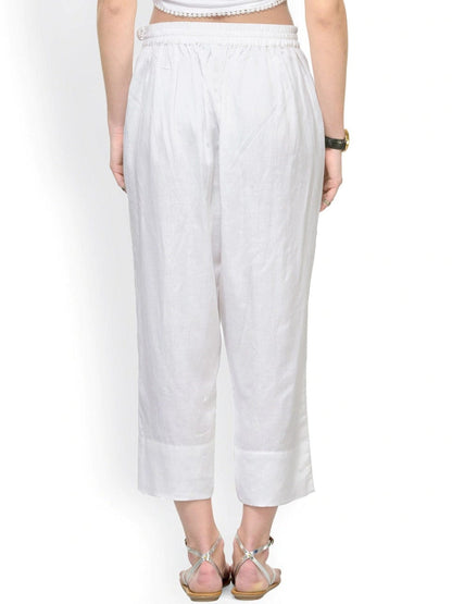Women's White Ankle Lenths Pants