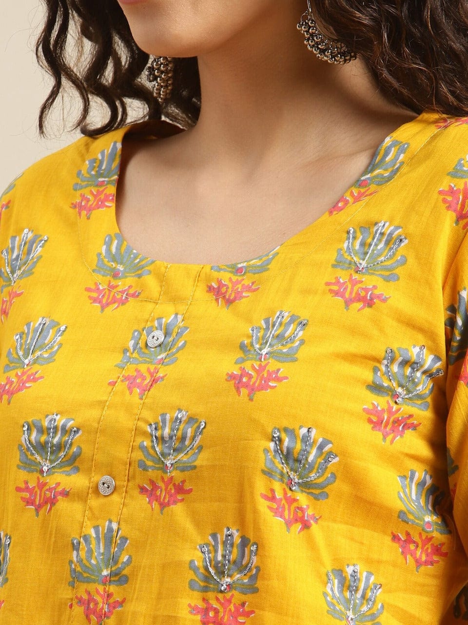 Women's Yellow Floral Printed Kurta