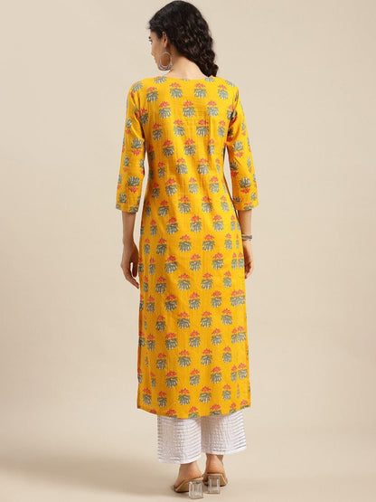 Women's Yellow Floral Printed Kurta