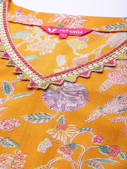 Women's Mustard Yellow Ethnic Motifs Printed Kurta with Trousers & Dupatta